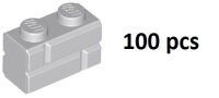 LEGO 100x Light Bluish Gray Brick, Modified 1 x 2 with...